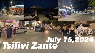 Tsilivi Zakynthos Island Greece  July 162024 Full tour  Beautiful Evening Tour  Summer 2024 [upl. by Kristi]