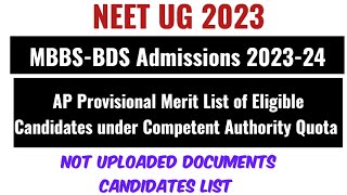 NEET UG 2023 AP Provisional Merit List of Eligible Candidates under CQ [upl. by Steck]