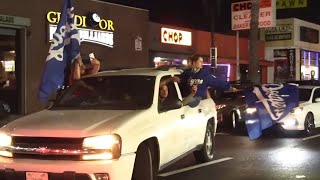 Dodger fans take to the streets of East LA after win in Game 1 of World Series [upl. by Baillie]