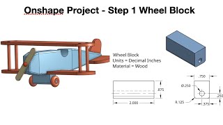 Onshape Project  Airplane  Step 1  Create the Wheel Block [upl. by Keslie]