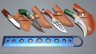 Portable Mini Knife Brass Wood Hollow Blade EDC Fixed Blade pleather sheath Aliexpress keychain [upl. by Farver]