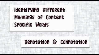 Denotation and Connotation [upl. by Annahc]