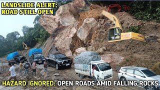 Danger Overlooked Roads Open Under Falling Rock Threats batujombaroad repairs [upl. by Septima]