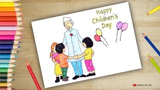 jawaharlal nehru with childrens  Chacha Nehru Drawing [upl. by Osric710]