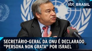 Israel declara Guterres quotpersona non grataquot e o acusa de apoiar terroristas  SBT Brasil 021024 [upl. by Zippora]