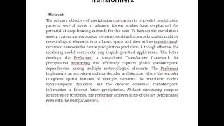 Preformer Simple and Efficient Design for Precipitation Nowcasting With Transformers [upl. by Ahtram]