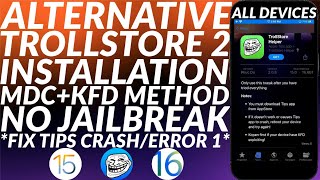 ALTERNATIVE Install Trollstore 2 amp Fix Tips Crash  Fix Error 1  MDCKFD  No Jailbreak  Easy [upl. by Bardo]