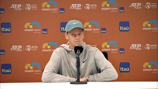 Jannik Sinner Miami Open press conference Alcaraz amp I love our rivalry but we dont talk off court [upl. by Aibos]