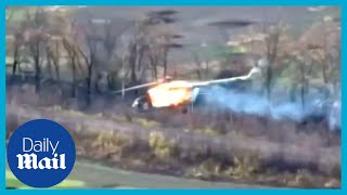 Ukrainian forces blow Russian attack helicopter out of the sky [upl. by Seiter]