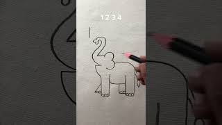 How to draw elephant with numbers 1234 [upl. by Chon]