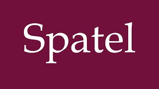 How to Pronounce Spatel Spatula Correctly in German [upl. by Safko]