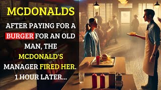 AFTER PAYING FOR A BURGER FOR AN OLD MAN THE MCDONALDS MANAGER FIRED HER 1 HOUR LATER [upl. by Yahsel835]