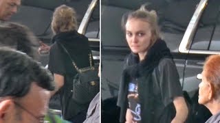 LilyRose Depp Looking Exhausted With No Makeup At LAX [upl. by Anilrahc]