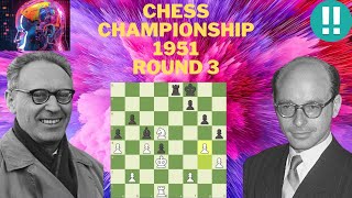 FIDE world chess championship 1951 round 3  Mikhail Botvinnik vs David Bronstein [upl. by Fabrice948]