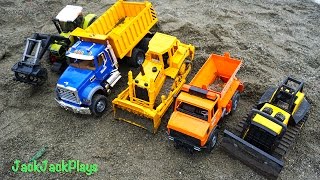 Toy Construction Vehicles in Action  Digging and Dump Trucks for Kids  JackJackPlays [upl. by Haizek]