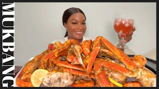 GIANT CRAB LEGS SEAFOOD BOIL MUKBANG  STORY TIME [upl. by Burgess]