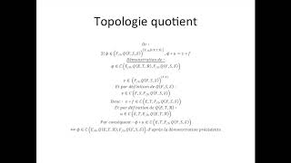 Espaces topologiques partie 33  Topologie quotient [upl. by Elcarim]