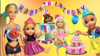 Barbie Sisters Fancy Dress Birthday Party Anna amp Elsa Toddlers🎂Chelsea LOL Surprise Dolls amp Toys [upl. by Eidahs]