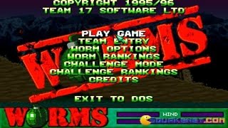 Worms gameplay PC Game 1995 [upl. by Ndnarb]