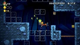 New Super Mario Bros U  Super Star Link Up for 1Ups in the Dark in Light Blocks Dark Tower [upl. by Peggy]