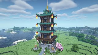 Minecraft Tutorial  How to Build a Japanese Pagoda [upl. by Posehn]