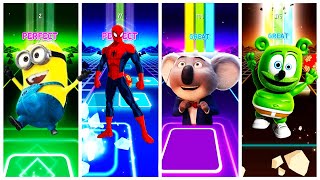 Minions vs Spider Man vs Gummy Bear vs Illumination’s SING Tiles Hop [upl. by Kayle]