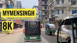 Mymensingh city Charpara to Town Hall Mor street view by Rikshaw 8k video Bangladesh [upl. by Adiell]