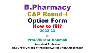 B Pharm CAP Round l  Option Form Filling Demo [upl. by Goth122]