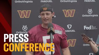 P Tress Way speaks with the media after Day 1 of minicamp  Washington Commanders [upl. by Lonnie]