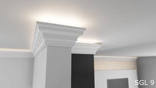 Uplight lightweight coving SGL9 with LED indirect lighting I wwwshop14thcom [upl. by Blader]