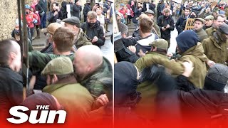 Massive brawl breaks out between hunt protesters and riders at Avon Vale [upl. by Basil]