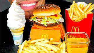 MCDONALD’S QPC CRISPY FRENCH FRIES CHEESE SAUCE BIG BITES ICE CREAM CONE ASMR MU [upl. by Airal358]