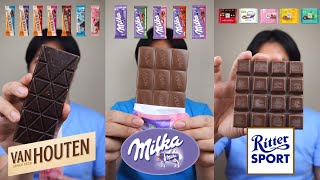 KOMPILASI MAKAN BERBAGAI MACAM COKLAT VAN HOUTEN MILKA DAN RITTER SPORT [upl. by Lidaa]