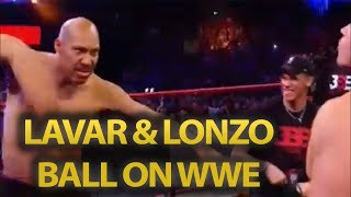 Lavar Ball Goes Shirtless With Sons Lonzo amp Lamelo Ball To Promote Big Baller Brand On WWE [upl. by Euqinad]