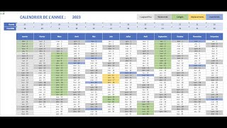 Créer un calendrier dynamique annuel 1  Tuto Excel [upl. by Barthol]