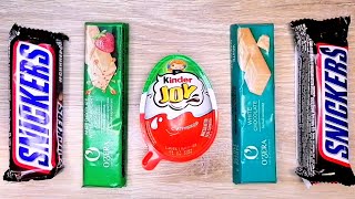 How to Unpack Rainbow Snickers and Kinder Joy  Yummy  ASMR  Satisfying Video [upl. by Nayrbo820]