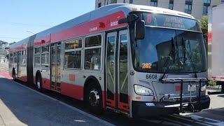 SF Muni 2016 New Flyer XDE60 6608 on Route 8 Bayshore [upl. by Accebar]