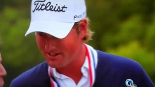 WEBB SIMPSON INTERRUPTED BY BIRD CALL  FAN CAWS DURING US OPEN TROPHY PRESENTATION 2012 [upl. by Hunter527]