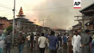 Shrine fire triggers Kashmir clashes [upl. by Mehitable713]