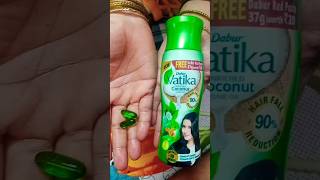 Dabur vatika oil and vitamin e capsule for double hair growth😱haircare shorts [upl. by Uokes]