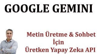 GOOGLE GEMINI Metin Üretme amp Sohbet İçin Üretken Yapay Zeka API [upl. by Hansiain842]