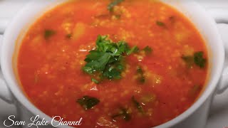 VEGETABLES AND BARLEY SOUP RECIPE  VEGETARIAN amp VEGAN SOUP  حساء الخضار مع سميد الشعير [upl. by Williams]