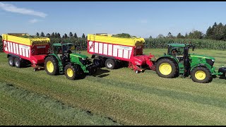 Bürli Trocknungsanlage mit John Deere und Pöttinger Power bei der Grasernte [upl. by Ikoek968]