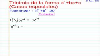 Trinomio de la forma  x2bxccasos especialesN° 03mp4 [upl. by Avera]