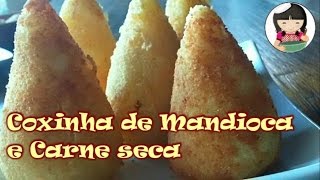 Coxinha de Mandioca e Carne seca sem farinha gostosa e sequinha  Dika da Naka [upl. by Arocal409]