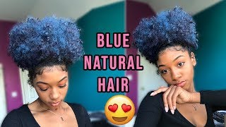 Dyeing my natural hair BLUE  NO Damage NO bleach NO rinse [upl. by Worl]