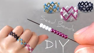 Zig Zag Beaded Ring Tutorial Simple Seed Bead Ring PandaHallSelected [upl. by Juetta]