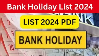 List of Bank holidays 2024 january to december 2024 Bank Holidays In India [upl. by Naus]