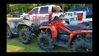 Canam Outlander vs Polaris Sportsman 2019 Drag Race Pt1 [upl. by Htenaj]