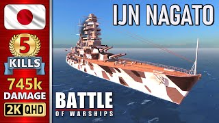 BATTLE OF WARSHIPS ⚓ NAGATO  5 KILLS  745k DAMAGE 💥 [upl. by Cordeelia]